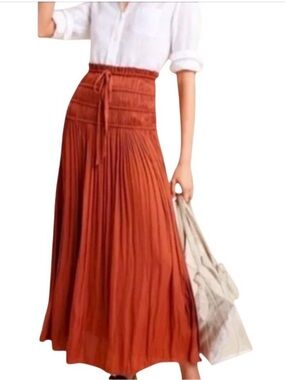 Anthropologie Current Air Lynde Smocked Maxi Skirt Small Rust Orange Boho